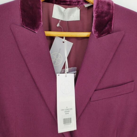 New Carlisle Collection Womens Blazer Jacket Wool Blend Concord Burgundy Size 8 - Picture 3 of 4